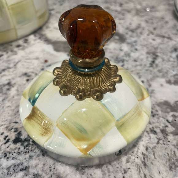 MacKENZIE CHILDS 3QT PARCHMENT CHECK TEA KETTLE - Picture 12 of 12